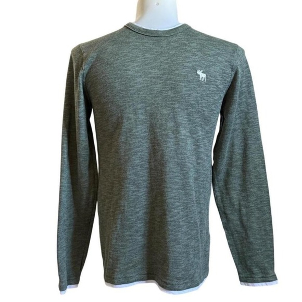 Abercrombie Fitch‎ Men's Long Sleeve Henley Green Heathered Size M